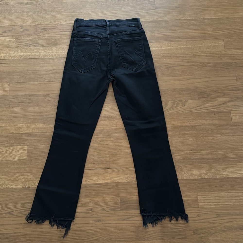 Mother jeans the insider black frayed crop bootcut jeans 27 - Picture 4 of 6